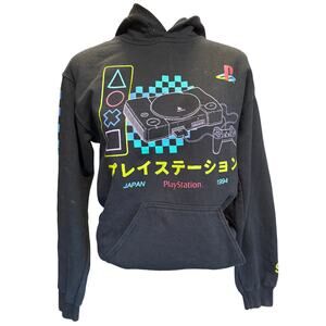 GORGEOUS VINTAGE PLAYSTATION LONG SLEEVE HOODED SWEATSHIRT PRINT FRONT SMALL